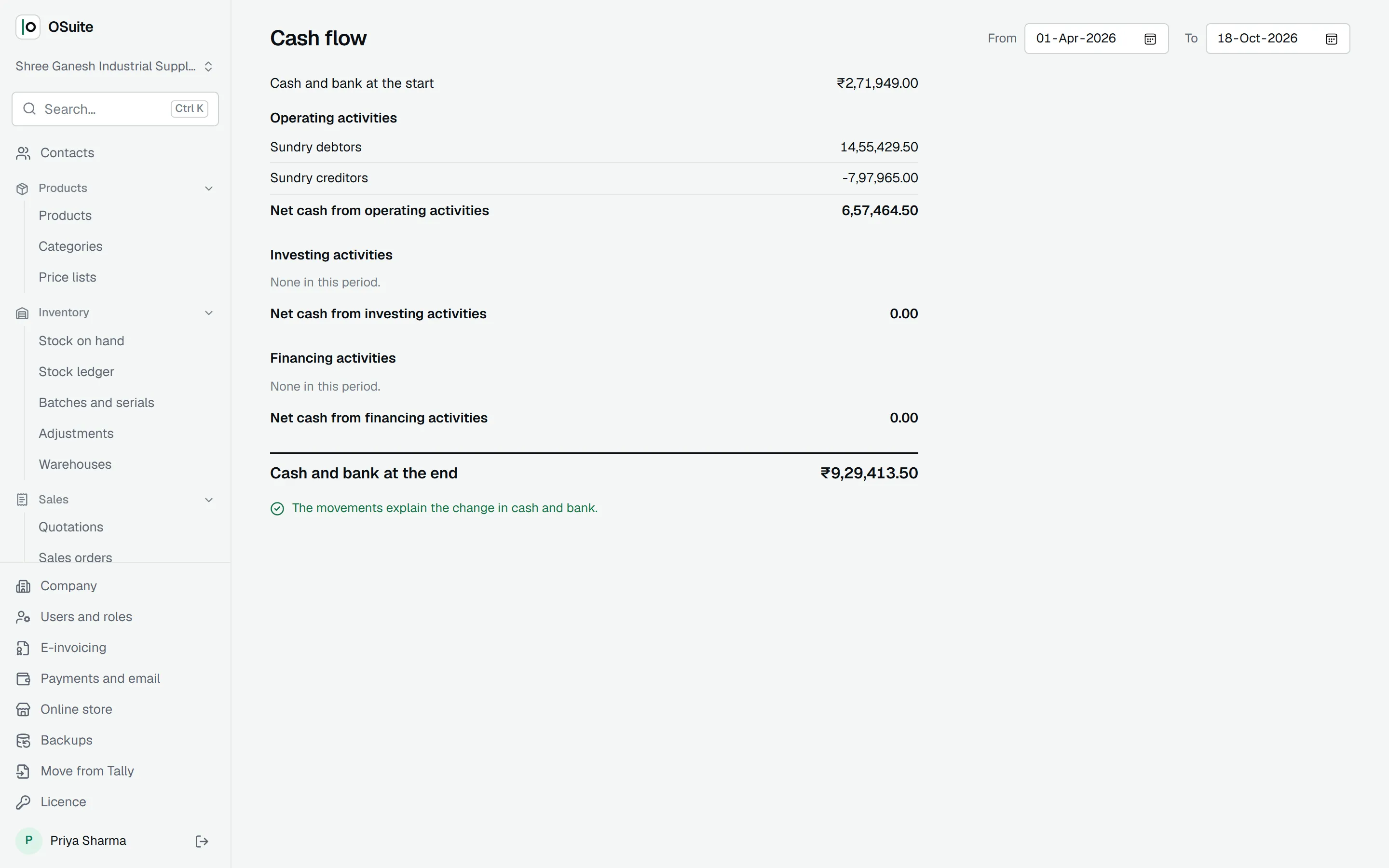 The cash flow statement