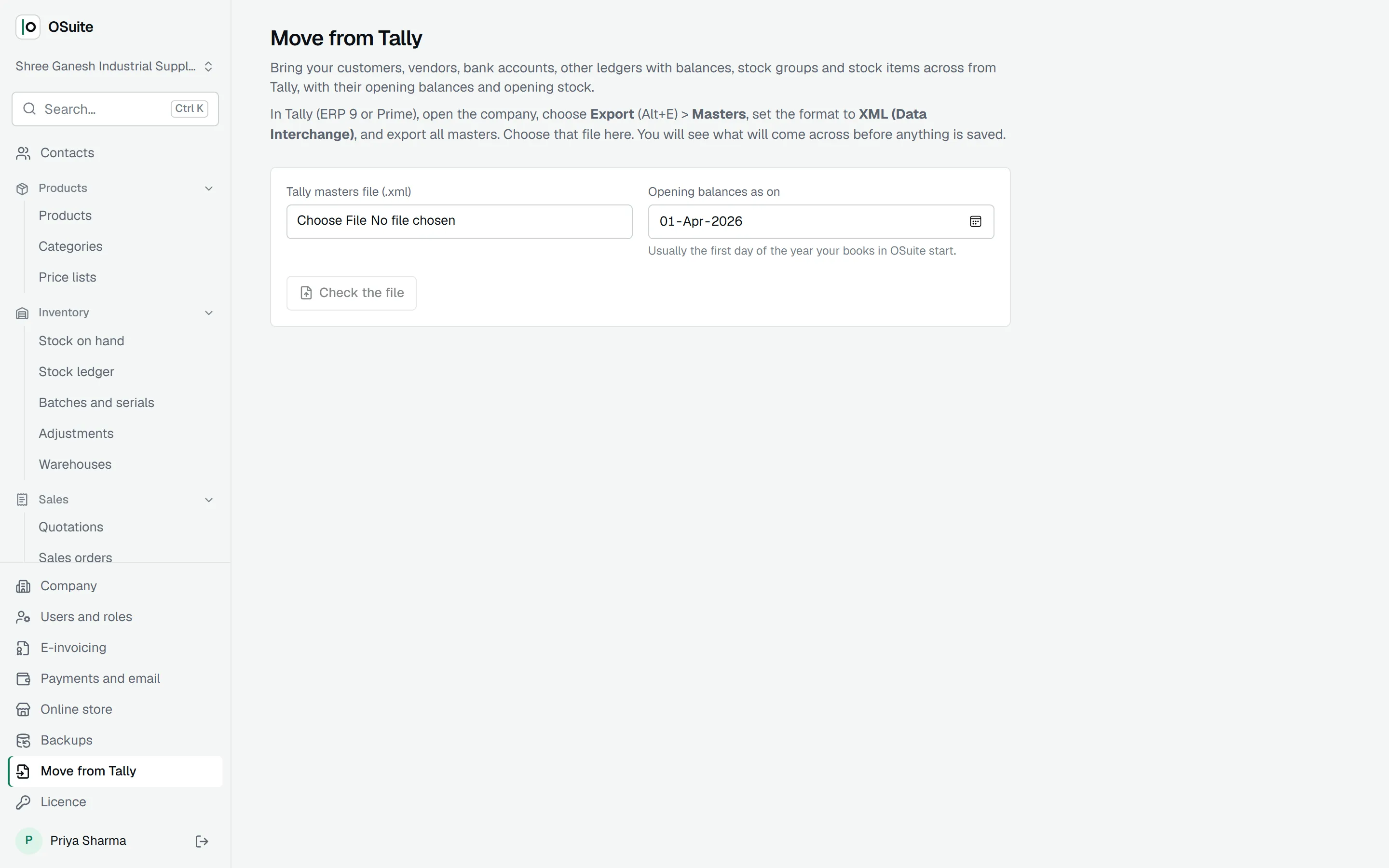 Importing from Tally: what will be created, checked before saving